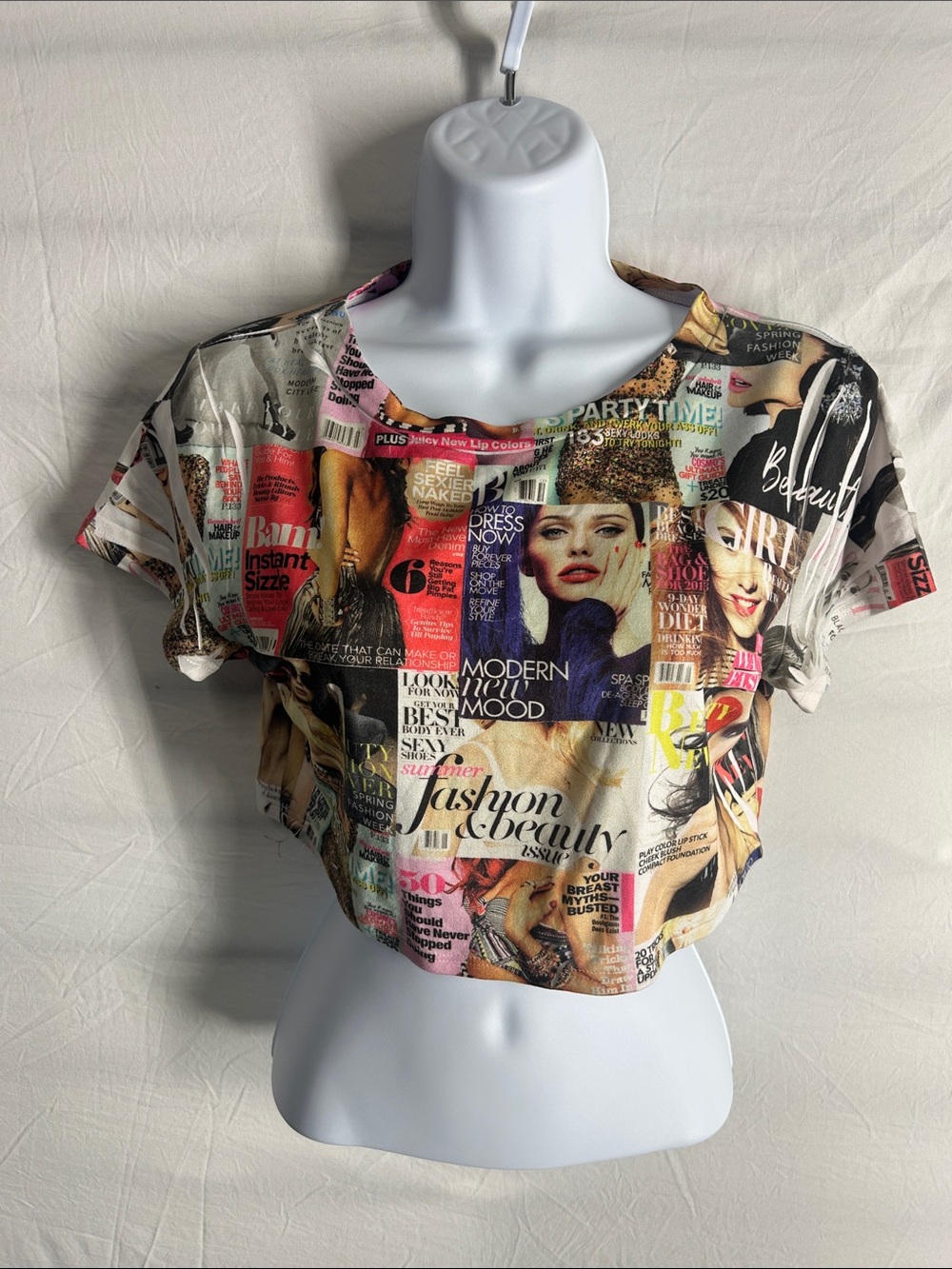 TeenBell Magazine Collage Crop Top - Multicolor
